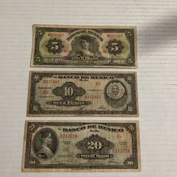 Antique Mexico Banknotes - Bills  /  Billetes Antiguos De Mexico