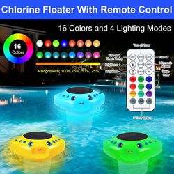 Chlorine Tablet Floater,Pool Chlorine Floater,Floating Chlorine Dispenser Large Capacity Bromine Holder Fits 1 inch and 3 inch Chlorine Tablets with S