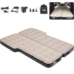 JOYTUTUS SUV Air Mattress Camping Bed,3.0 Thickened Folding Car Camping Inflatable Mattress,Anti-Leakage,with 2 Pillows & Electric Pump