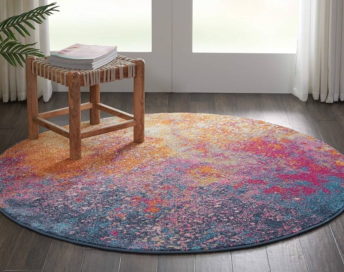 round colorful area rug