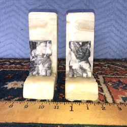 Carved Alabaster Stone Book Ends From Italy