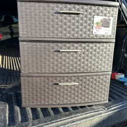 3 drawer wide woven storage