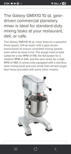 The Galaxy GMIX10 10 qt. gear-driven commercial planetary mixer