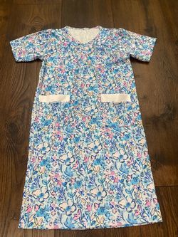 Girls blue flower pajama gown size 8 #20