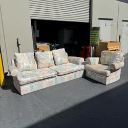 FREE 2 Piece Living Room Set Queen Size Sofa Bed Sleeper Sofa and Armchair Clean and Good Condition