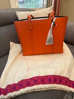 Brand New Tory Burch Perry Triple-Compartment Tote (Canyon Orange)