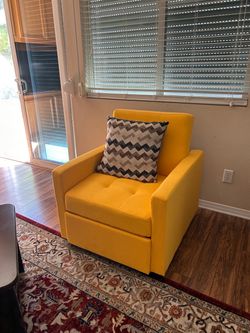 Yellow Tufted Fabric Chair/ Bed