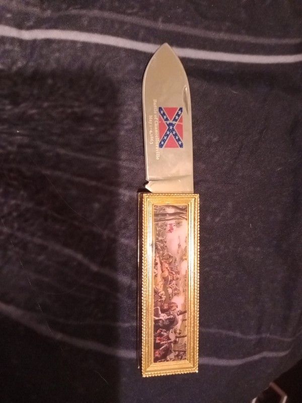 Rare War Of Charlottesville Knife! Painting Handle And Flag On Blade!