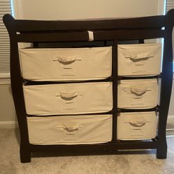 Badger Basket Sleigh Style Baby Changing Table with 6 Baskets