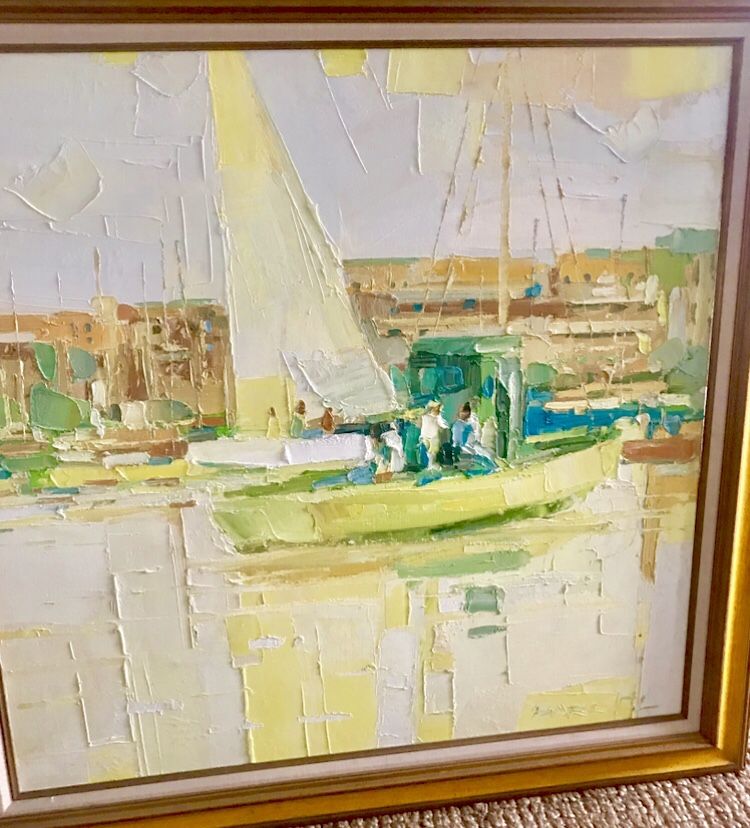 Vintage Original Palette Knife Painting on Framed Canvas by Italo Botti aka George Barrel