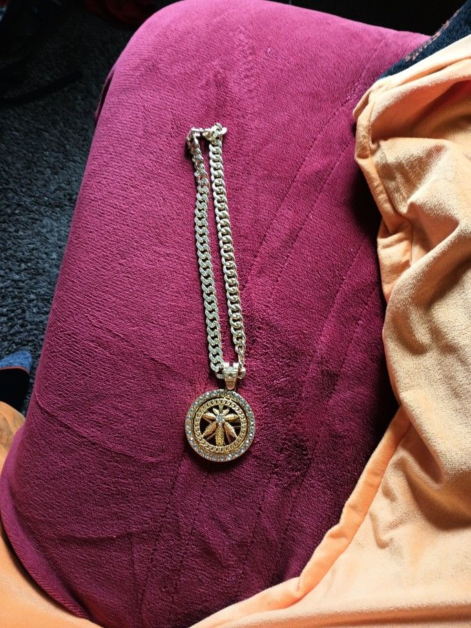 Weed Spinner Plated Gold Necklace
