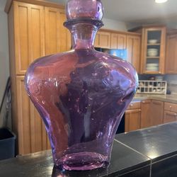 Vintage Amethyst 14” Glass Bottle with Stopper