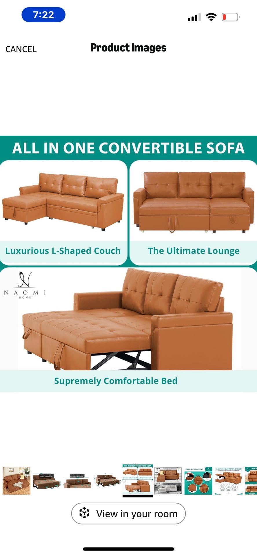 L -Shape Brown Leather couch