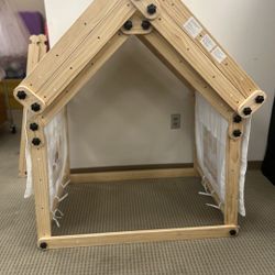 Wooden Indoor Toddler Climbing House Gym with Slide & Ramp