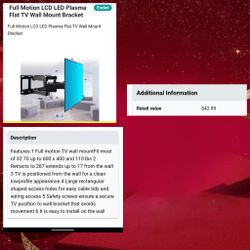 Full Motion LCD LED Plasma Flat TV Wall Mount Bracket