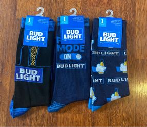 Set of THREE (3) New Men’s Bud Light Socks Size 10-13 Shoe Size 6-12
