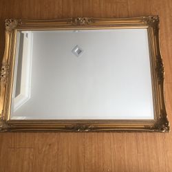 Vintage Gold Gilt Mirror Wood Frame app 32” X 44”