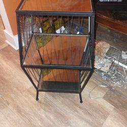 Metal And Mirror Side Table 