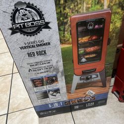 Pit Boss 3-Series Gas Vertical Smoker, Red Hammertone - 10773