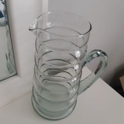 Never Used Glass PITCHER, 9in Tall