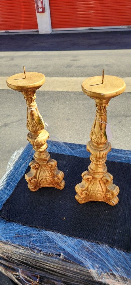 Tall Gold Pillar Candle Holders