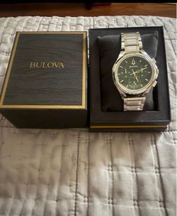Bulova Curv Dress Chronograph Quartz High Precision Green Dial Watch