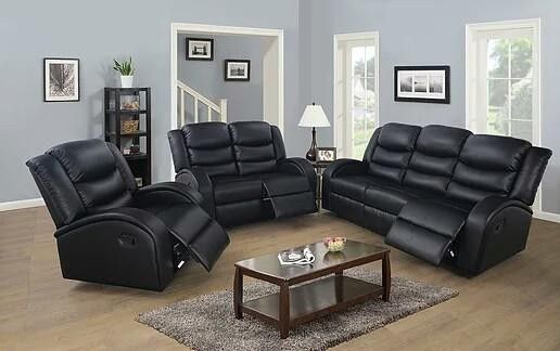 Brand New Black Leather 3pc Reclining Set Free Local Delivery