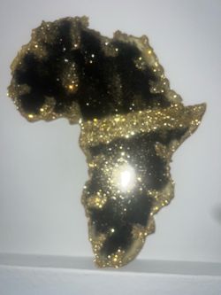 Africa Map Wall Art Gold and Black Glitter