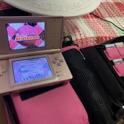 Nintendo DS Lite Handheld Console with Stylus and Wall Charger - Metallic. Rose gold with 13 Kids games, included charger car charger.