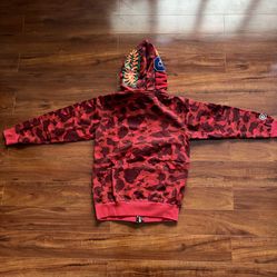 Red and black camo bape hoodie