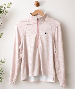 Brand: Under ArmourStyle: 1/2 Zip Pullover JacketDesign: Light pink abstract or topographical pattern