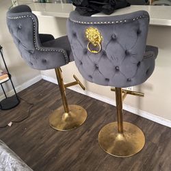Long Bar Stools Grey And Gold