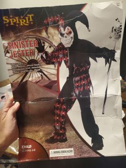 Spirit Sinister Jester Kids Halloween Costumel size small 6-8