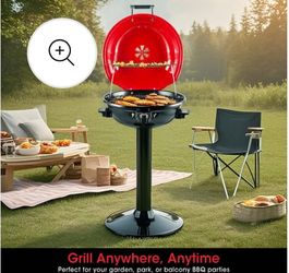 Techwood Electric BBQ Grill 1600W (Stand Black BBQ Grills),15-Serving Indoor/Outdoor Electric Grill for Indoor & Outdoor Use, Portable Removable Stand