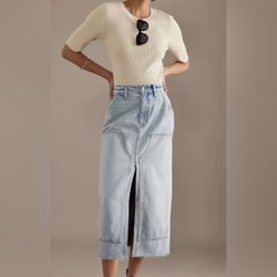 Pistola Alice Denim High-Rise Split-Front Midi Skirt Sz30