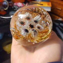 Paperweight Art Glass And Green Onyx