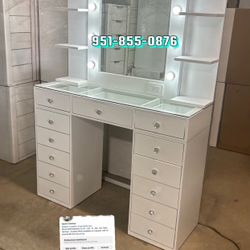New  13 Drawer  Glass Top Makeup Vanity 