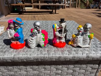Colorful Skeleton Couple Figurines
