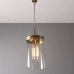 WEEKEND SALE $300 Italian Concept Large Armature Cylinder Crystal Glass Pendant Light Fixture RETAIL Orig. $1337