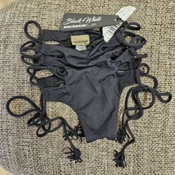 NWT MISS BIKINI LUXE Strappy Lace Up Sexy Black Swim Bottoms Briefs L