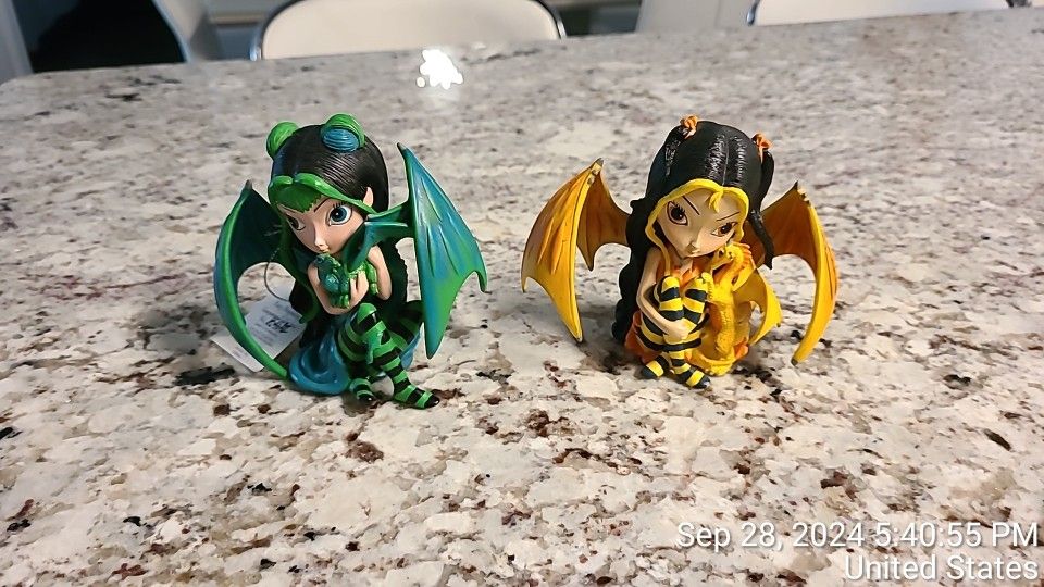 TWO Fairy Dragonling Companions Collection AQUA and Sun Jasmine Becket Griffith