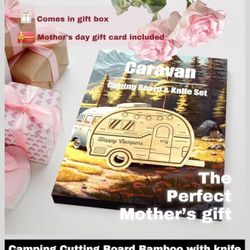 Camping Cutting Board and Knife Set, 11.8" X 9.3" Camping Lover Gift for Women, RV Kitchen Decoration, Serving Tray for House Warming, New Home Decor,