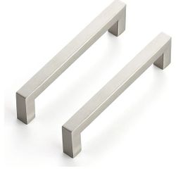1518: New 10 Pack 5 Inch Kitchen Square Cabinet Handles Satin Nickel Pulls Brushed Nickel Kitchen Cabinet Hardware Handles for Cupboard Drawer Pulls

