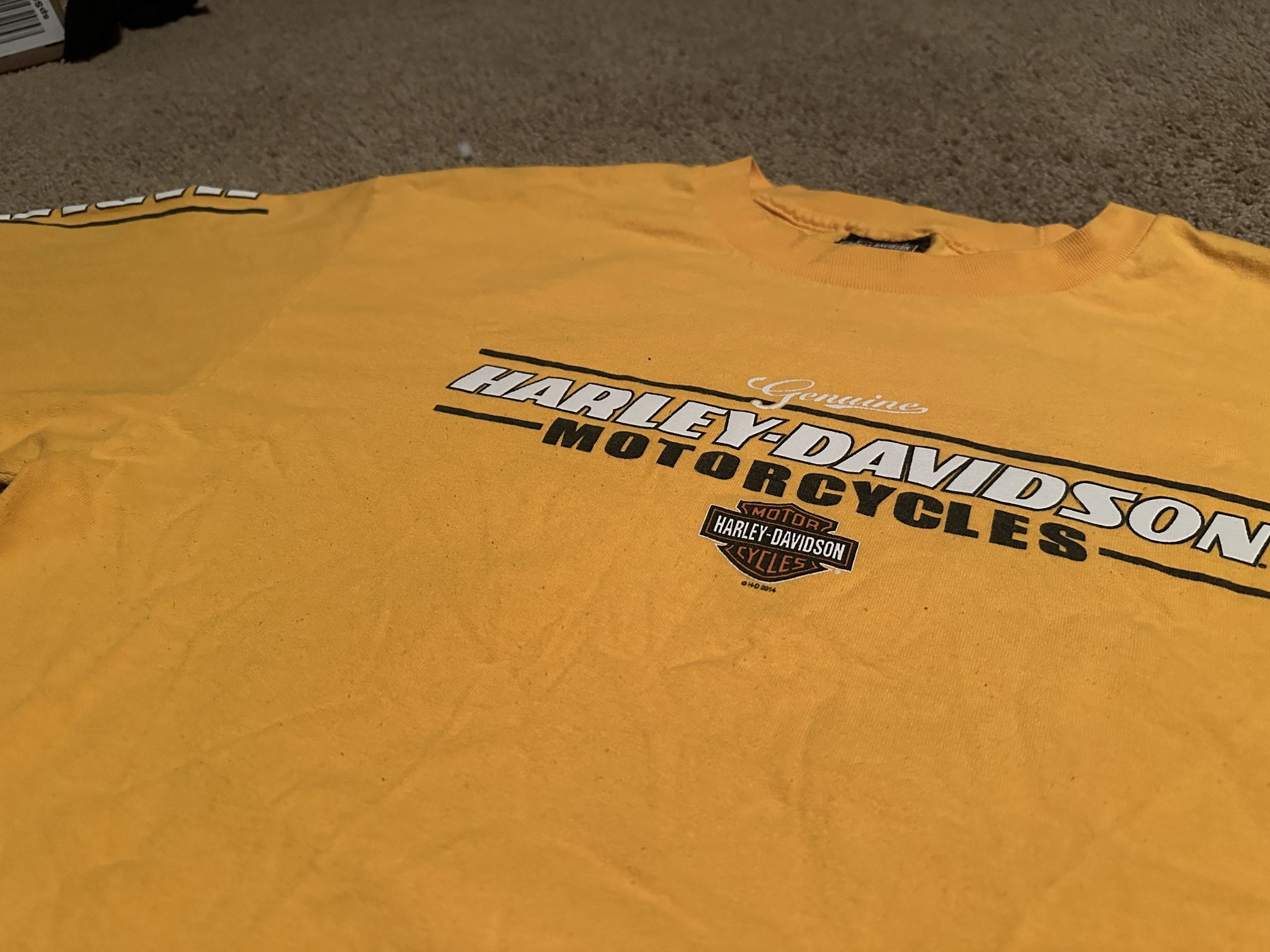 Vintage Harley Davidson Yellow Long Sleeve T Shirt Size Large 