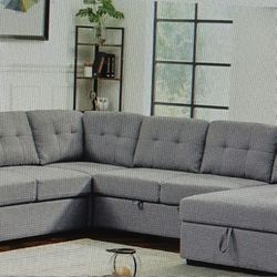 Selene Light Grey Sleeper Sectional  Sofa 4 Pkg
