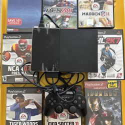 PS 2 Model SCPH-90001 Used And 8 Used Games