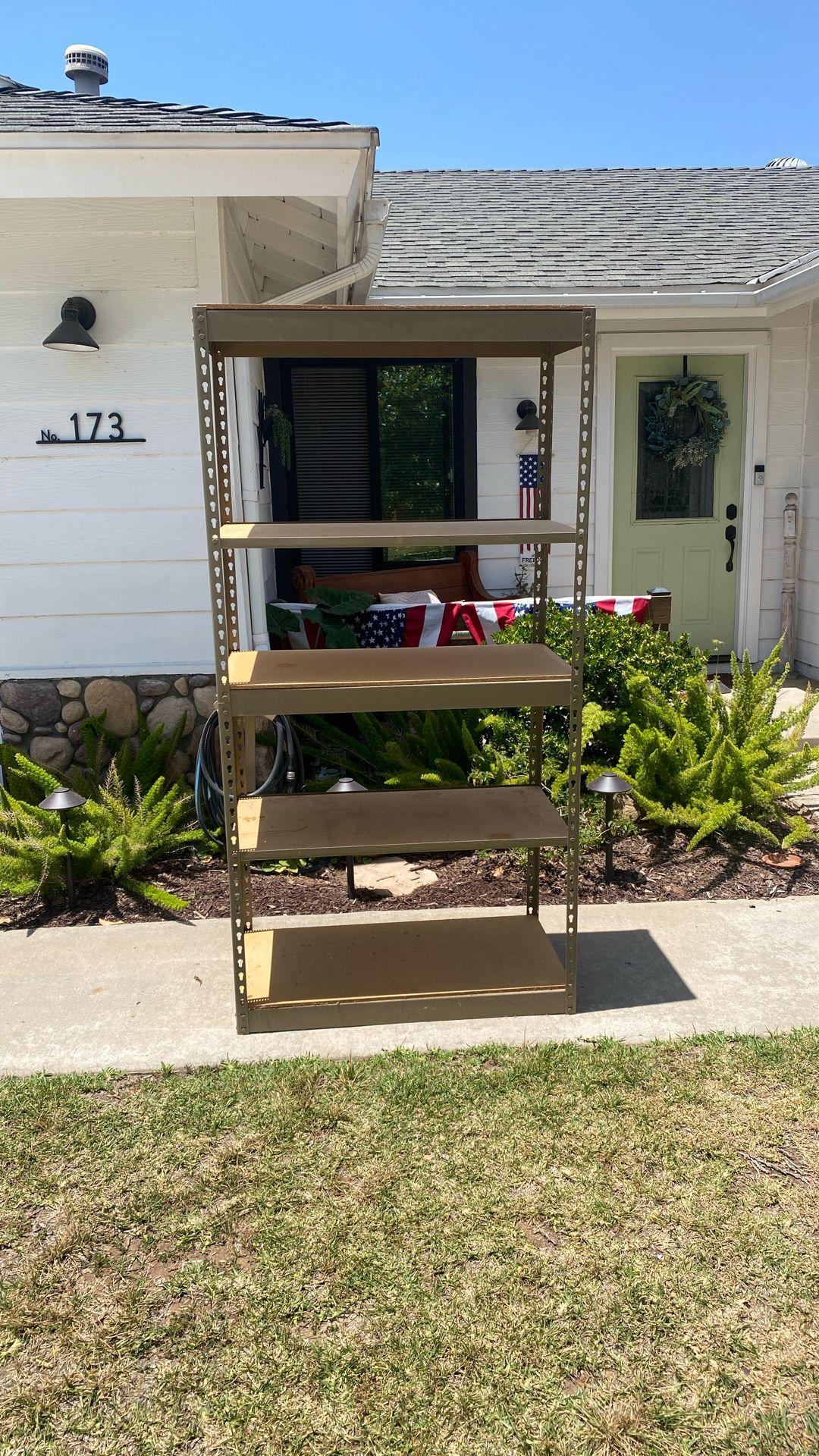 Storage Rack 6ft Tall 36.5” W. Five Shelves 36”x18” $20