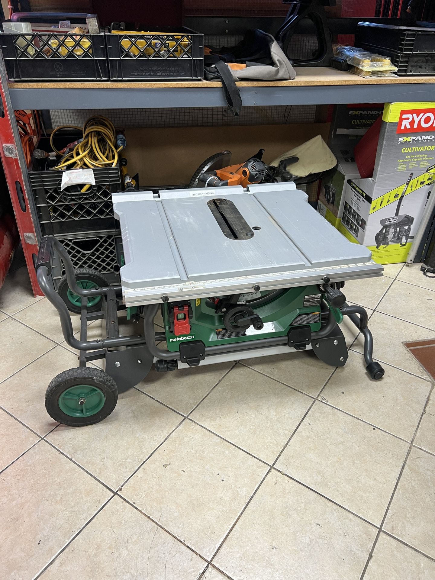 440 Metabo HPT 10in Jobsite Table saw With Rolling Stand