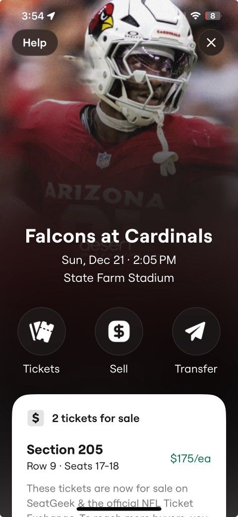 Falcons VS Cardinal's Club Seats 💺