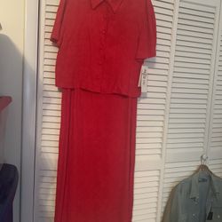 NWT K Studio Size 14 Red Floor Length Dress 